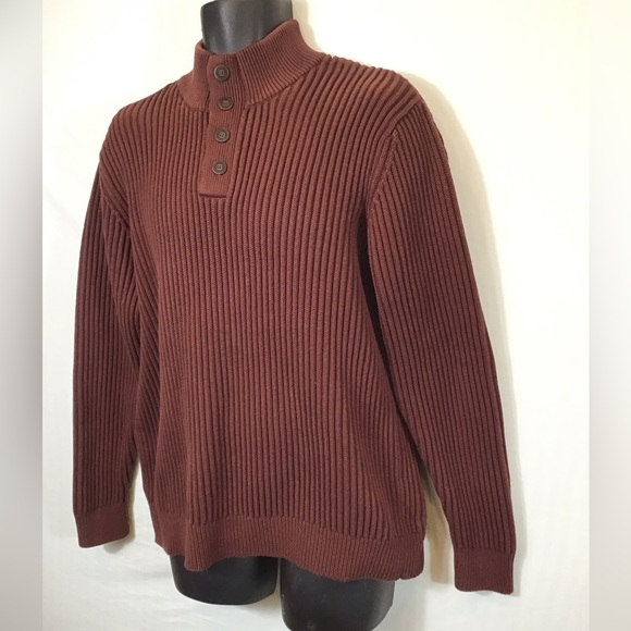 Vintage LL Bean Henley Sweater Mens Cable Knit Size XL Heavy Fishermans Pullover - Picture 4 of 13